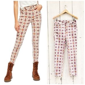 Free People We The Free Wild Child Southwestern Aztec Print Skinny Jeans Size 29